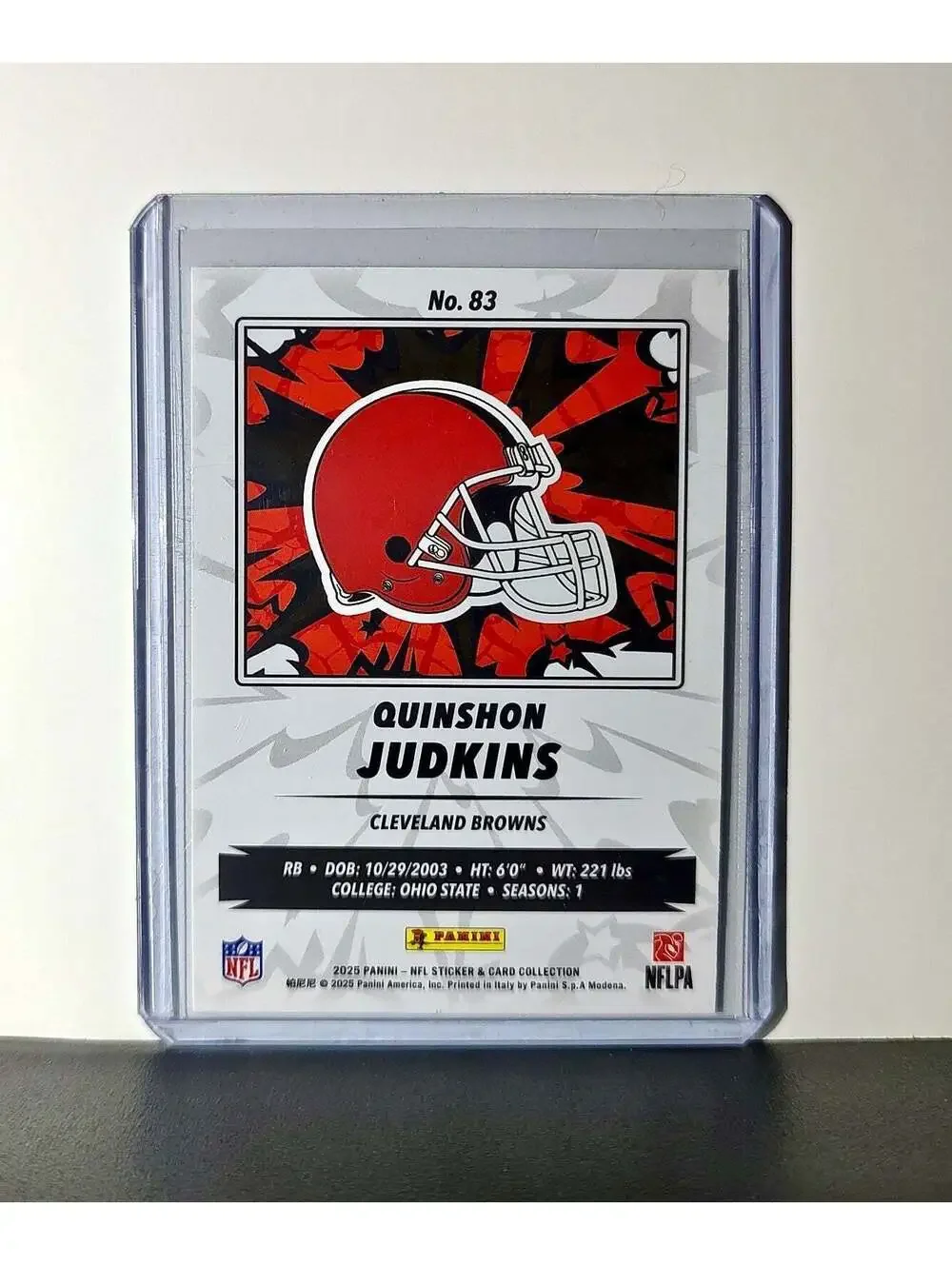 Quinshon Judkins Rookie 2025 Panini NFL #83 Sticker Card Cleveland Browns